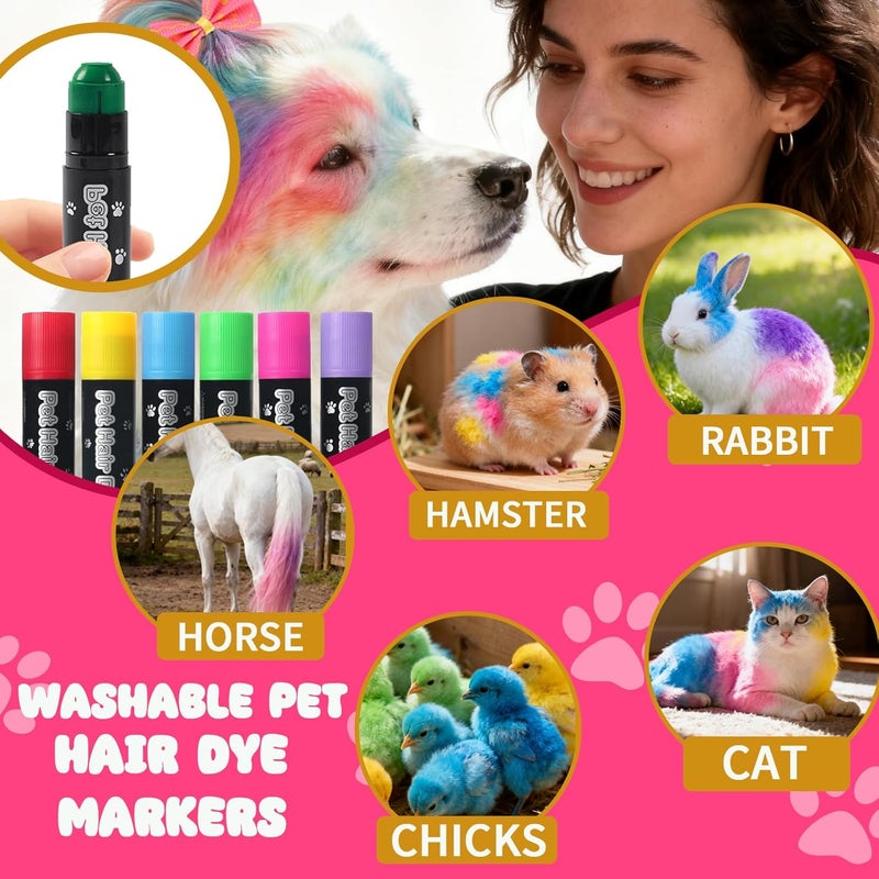OLINGYOU Pet Grooming Kit- 6 Colors Washable Dog Hair Dye Markers, 8 Colors Nail Polish, 20 PCS Cute Dog Bowknot Hair Bows ,Dog Beauty Care Supplies for Safe & Fun Styling,Birthday Gifts to PET Lovers Set - Image 3